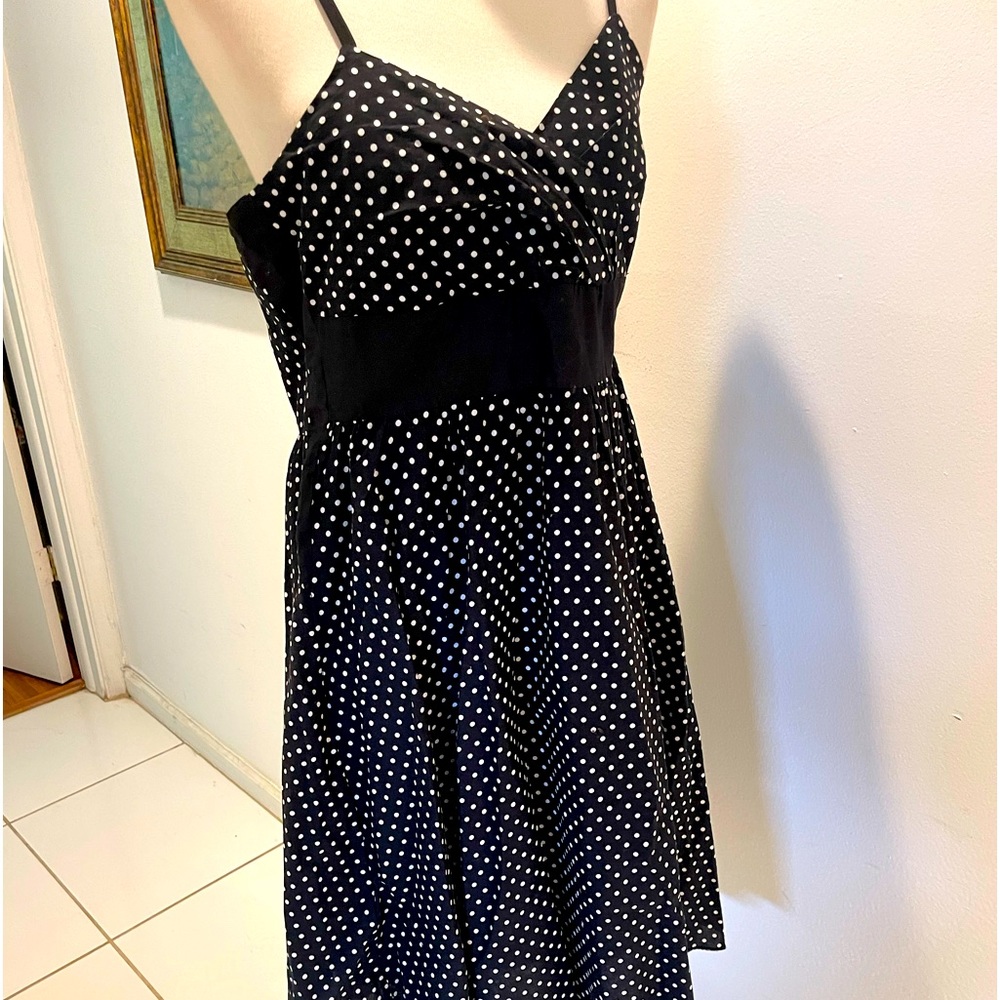 Derek Heart Polka Dot SunDress 100% Cotton Ajustable Straps Fully Lined Sz L